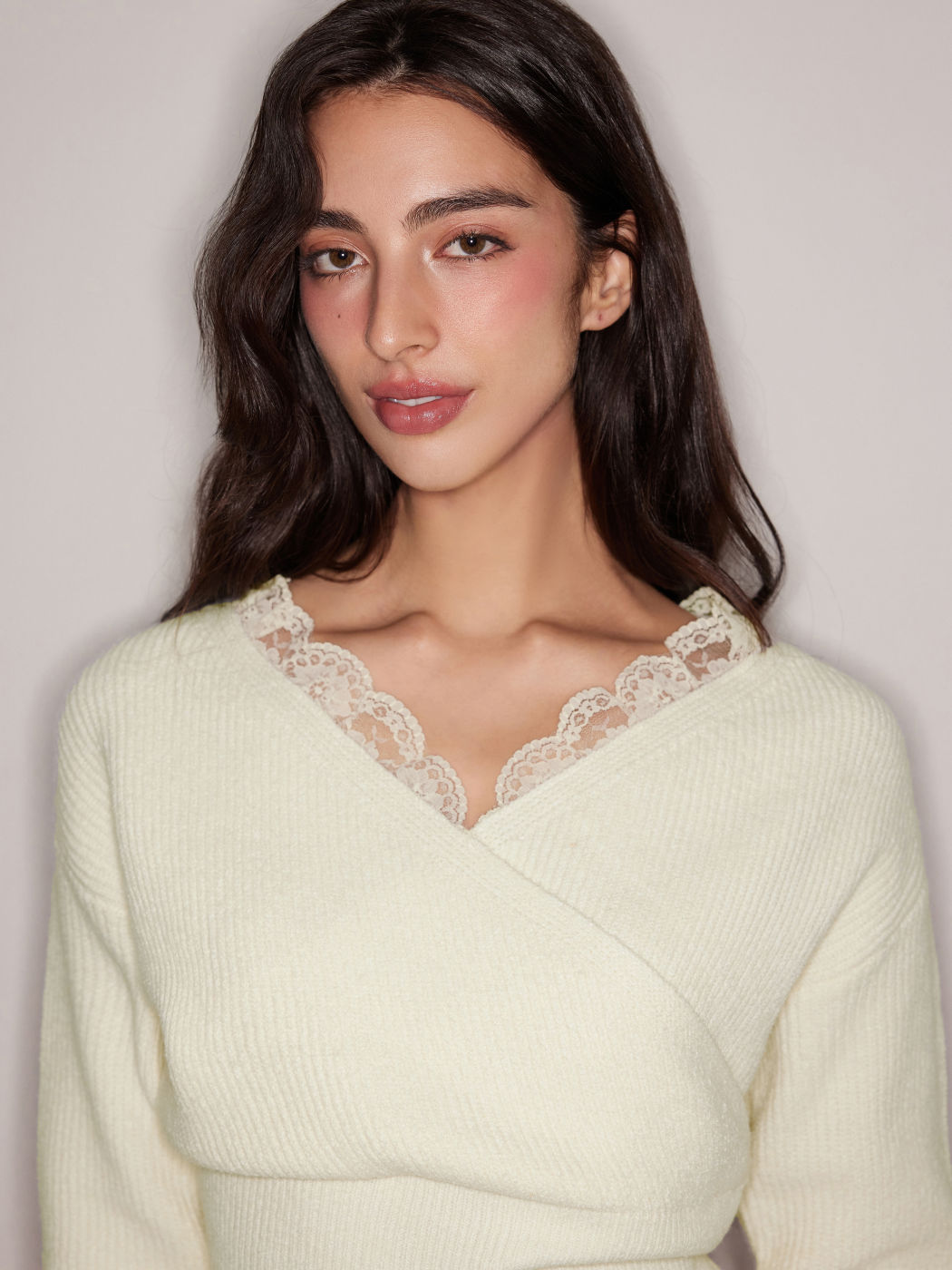 Open front cardigan in cotton-acrylic blend fabric with relaxed fit and clean minimal design for layering