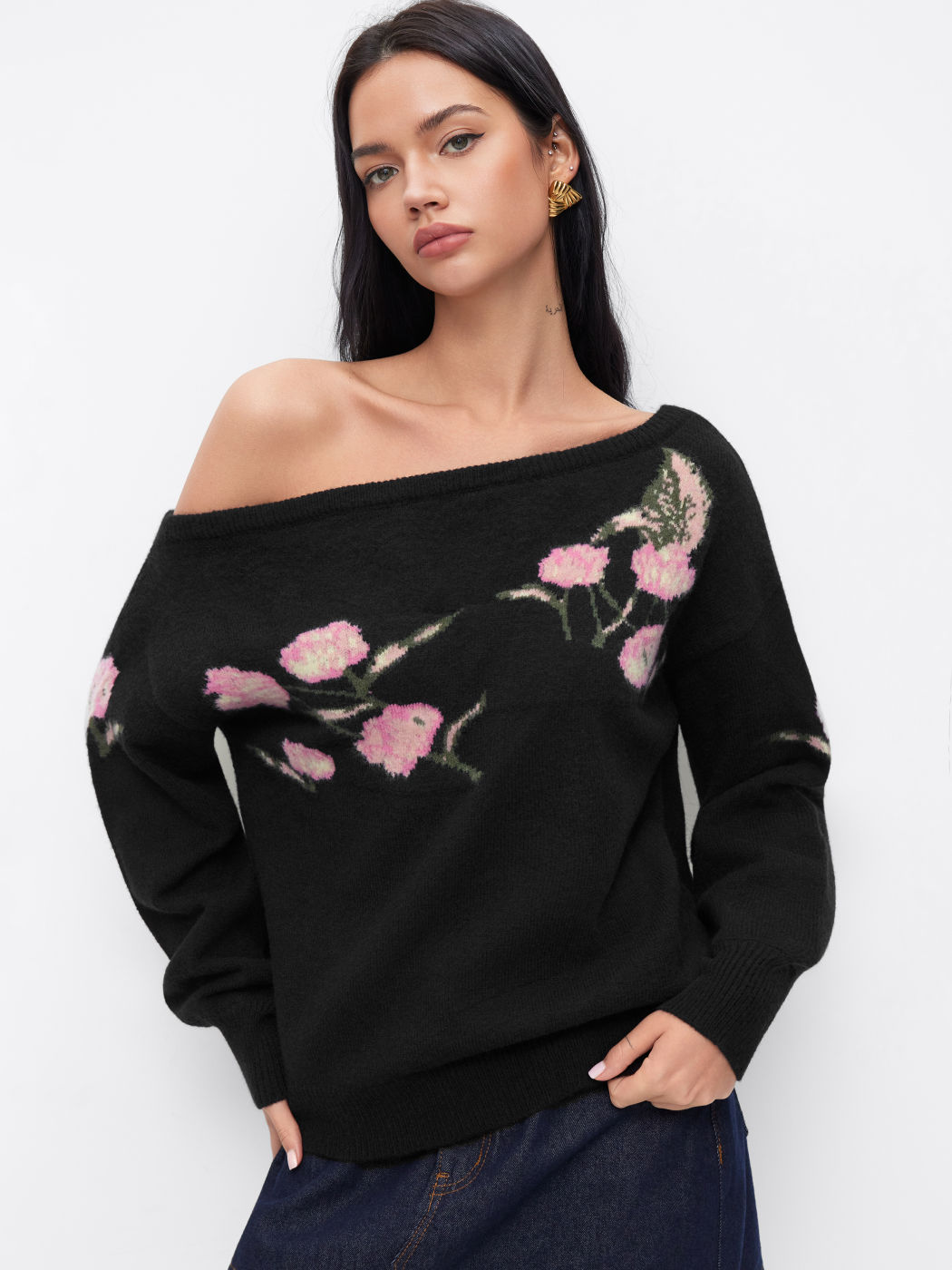 Polo neck sweater in 7GG mid-weight knit with ribbed collar and cuffs for a classic preppy look